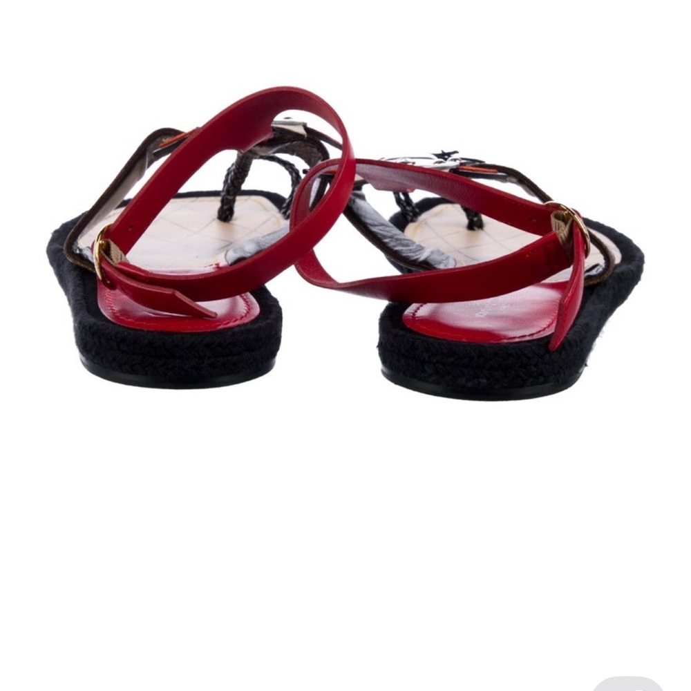Louis Vuitton Authentic Black and Brown Sandals with Red Accents - Picture 4 of 4